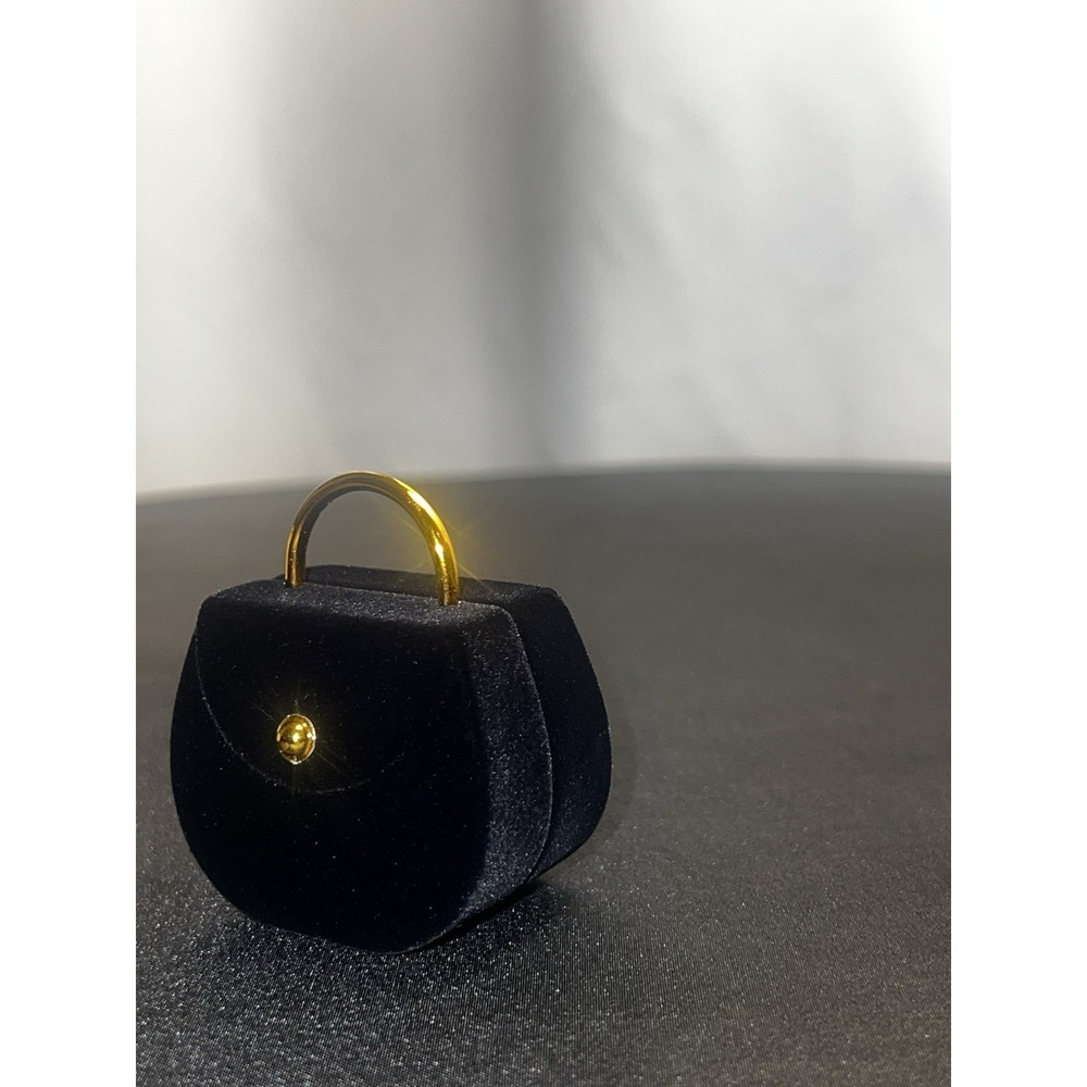 Vintage Black Velvet Mini Purse Ring Box - Picture 3 of 9